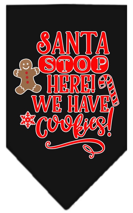 Santa, We Have Cookies Screen Print Bandana Black Large